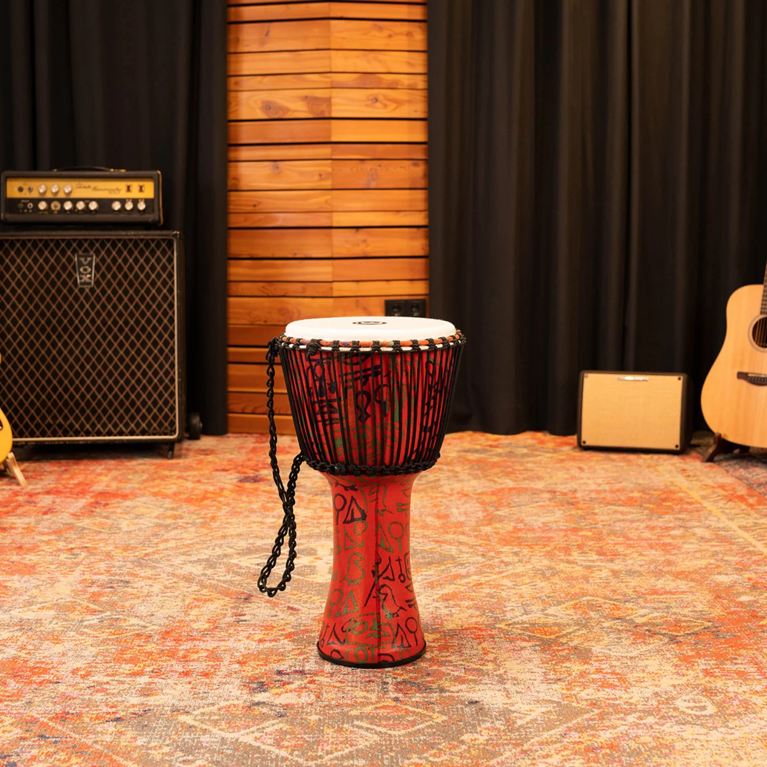 MEINL Percussion Rope Tuned 12" Djembe - Pharaoh's Script, Large - Goat Skin Head - Image 5