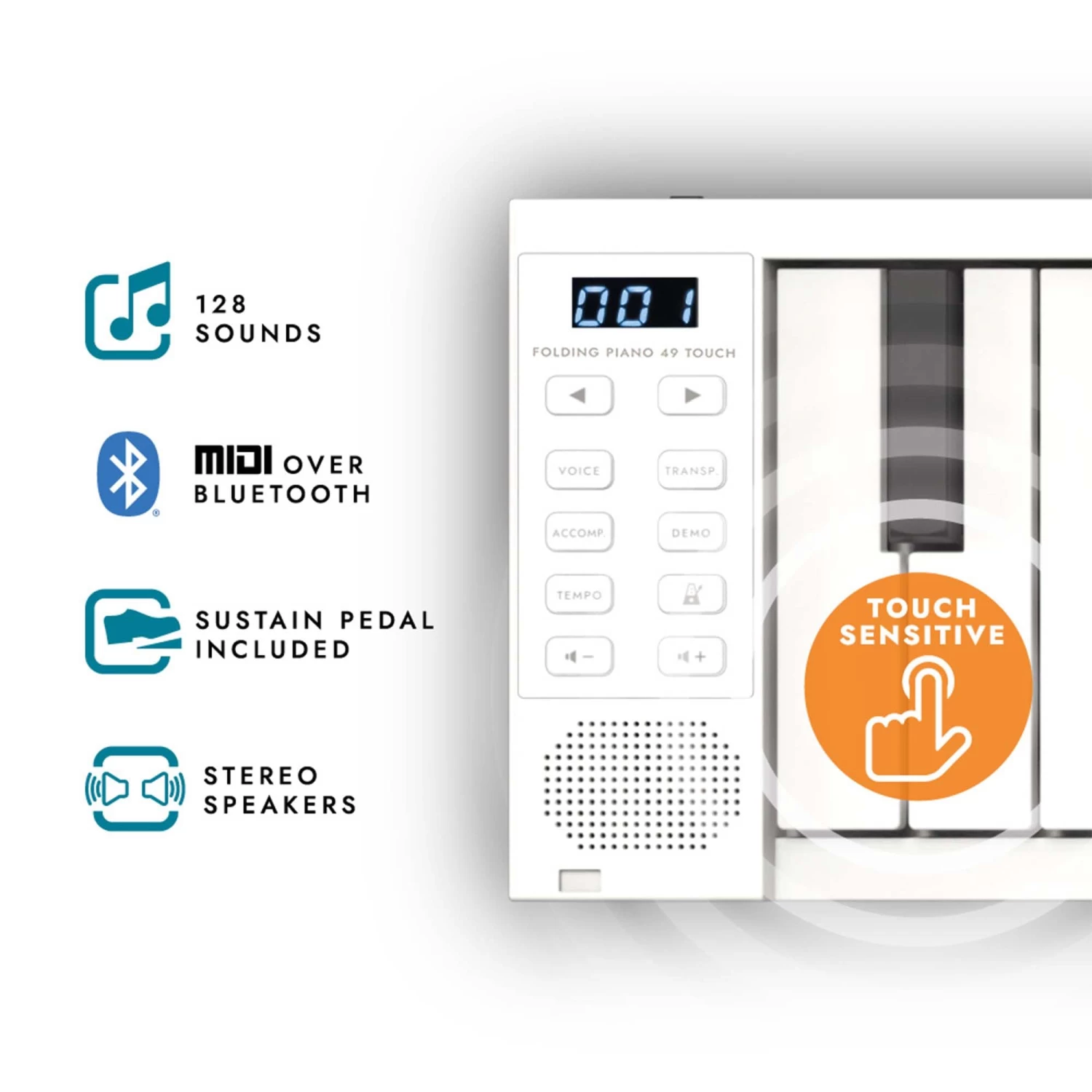 Carry-On 49 Key Touch Sensitive Folding Piano - Image 15