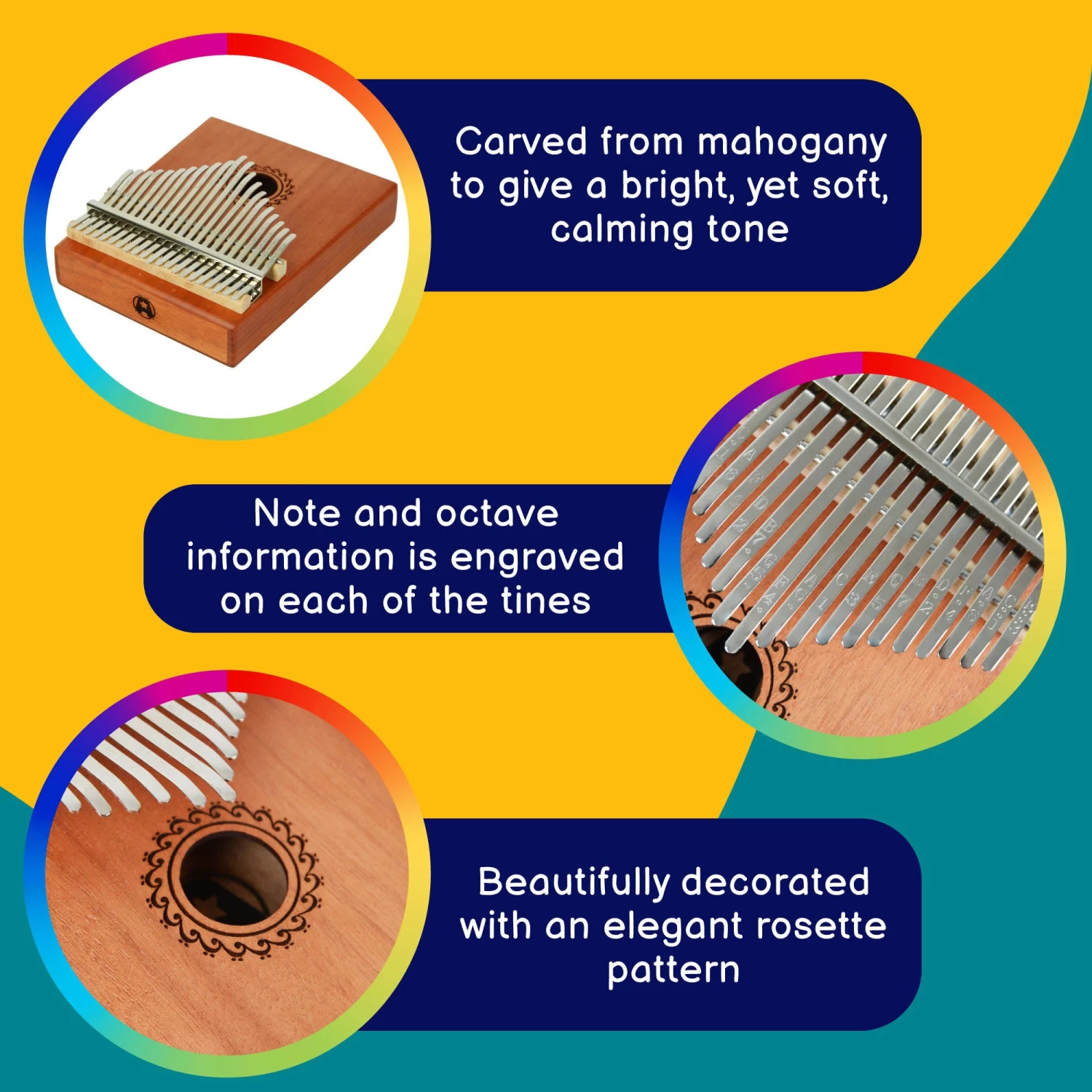 A-Star 21 Key Kalimba Thumb Piano - Natural - Image 2