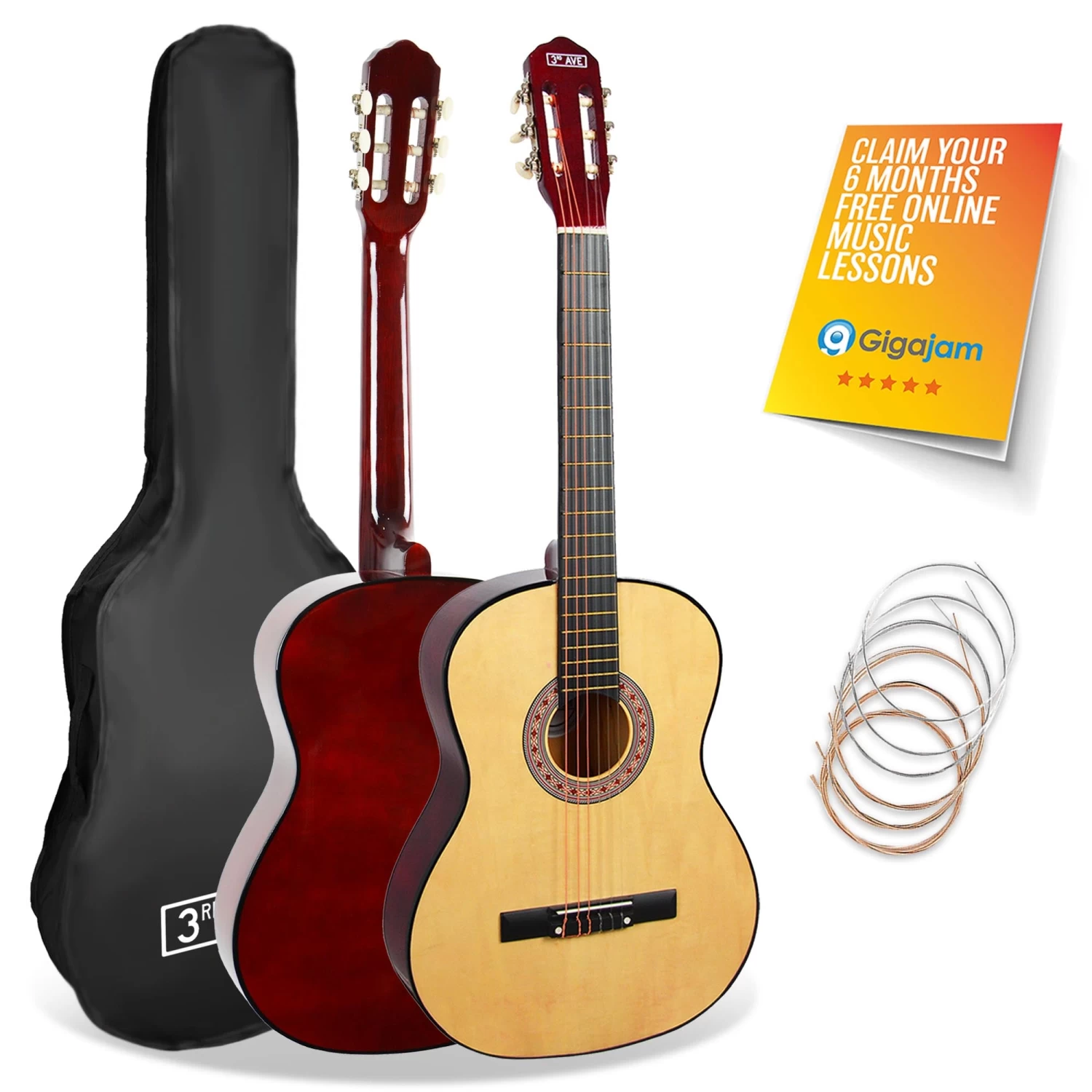 3rd Avenue Full Size Classical Guitar Pack
