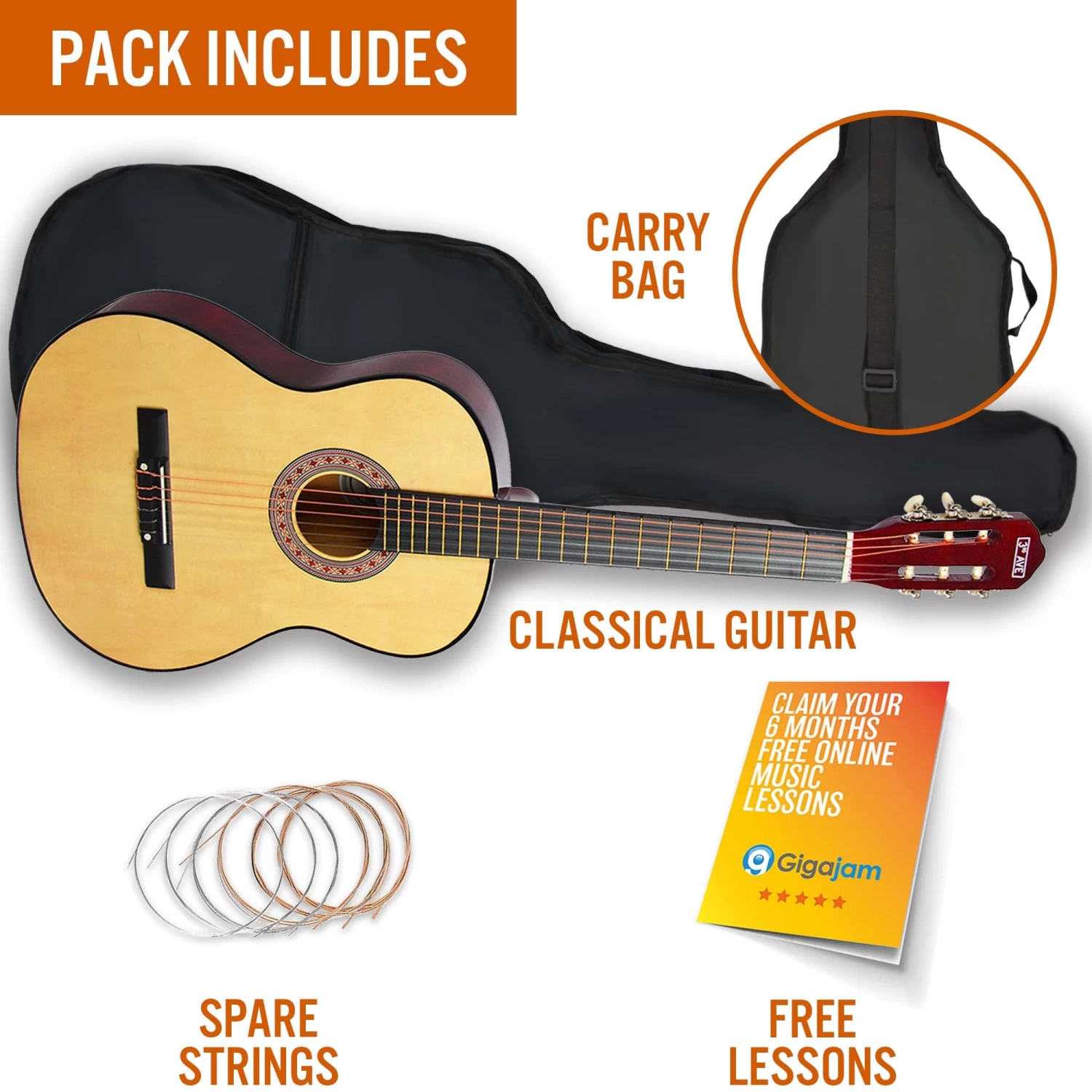 3rd Avenue Full Size Classical Guitar Pack - Image 7