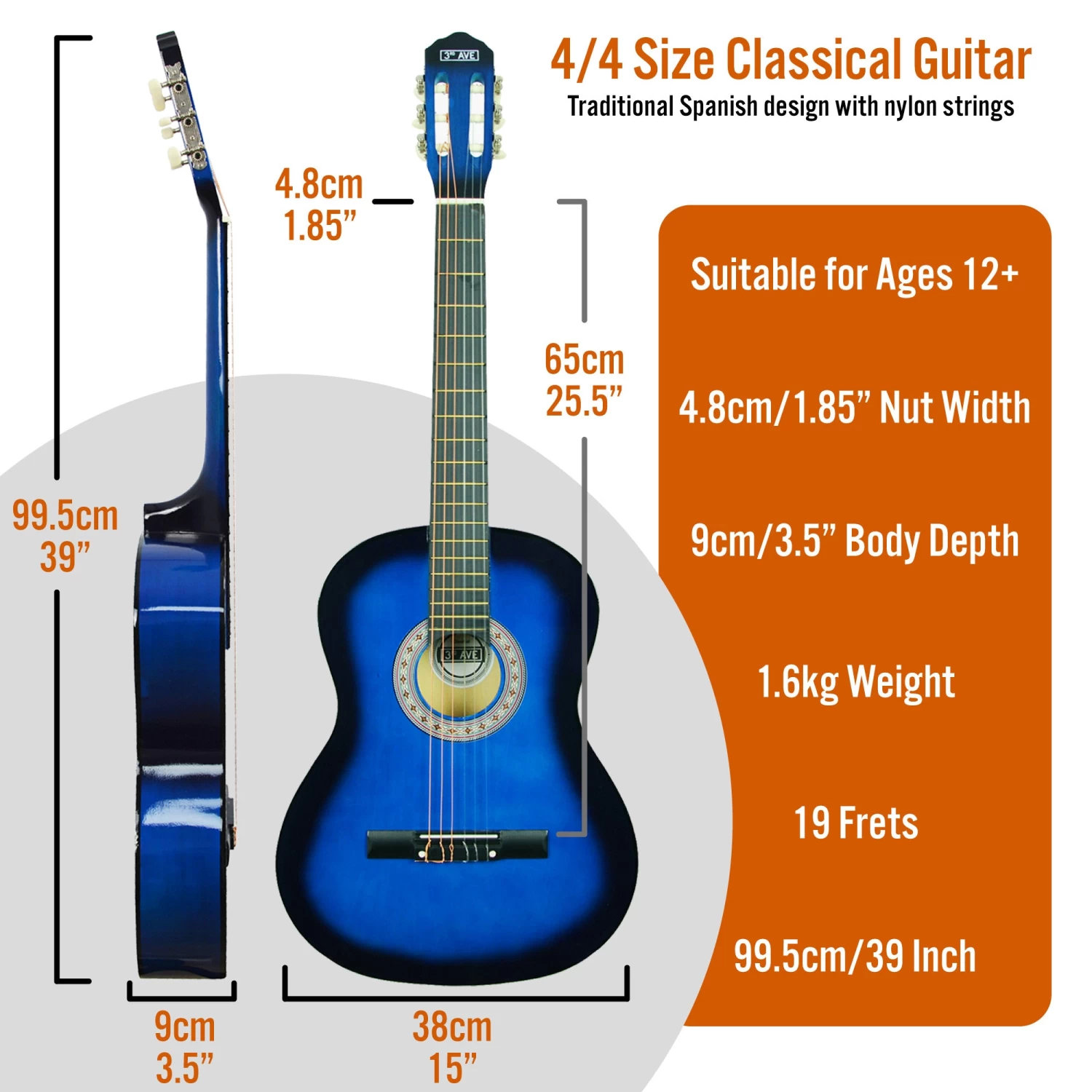 3rd Avenue Full Size Classical Guitar Pack - Image 16