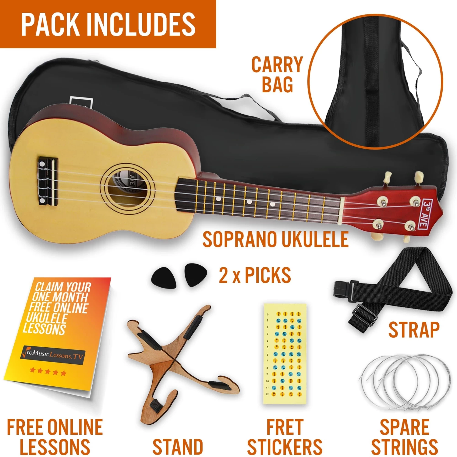 3rd Avenue Soprano Ukulele Starter Pack - Image 12