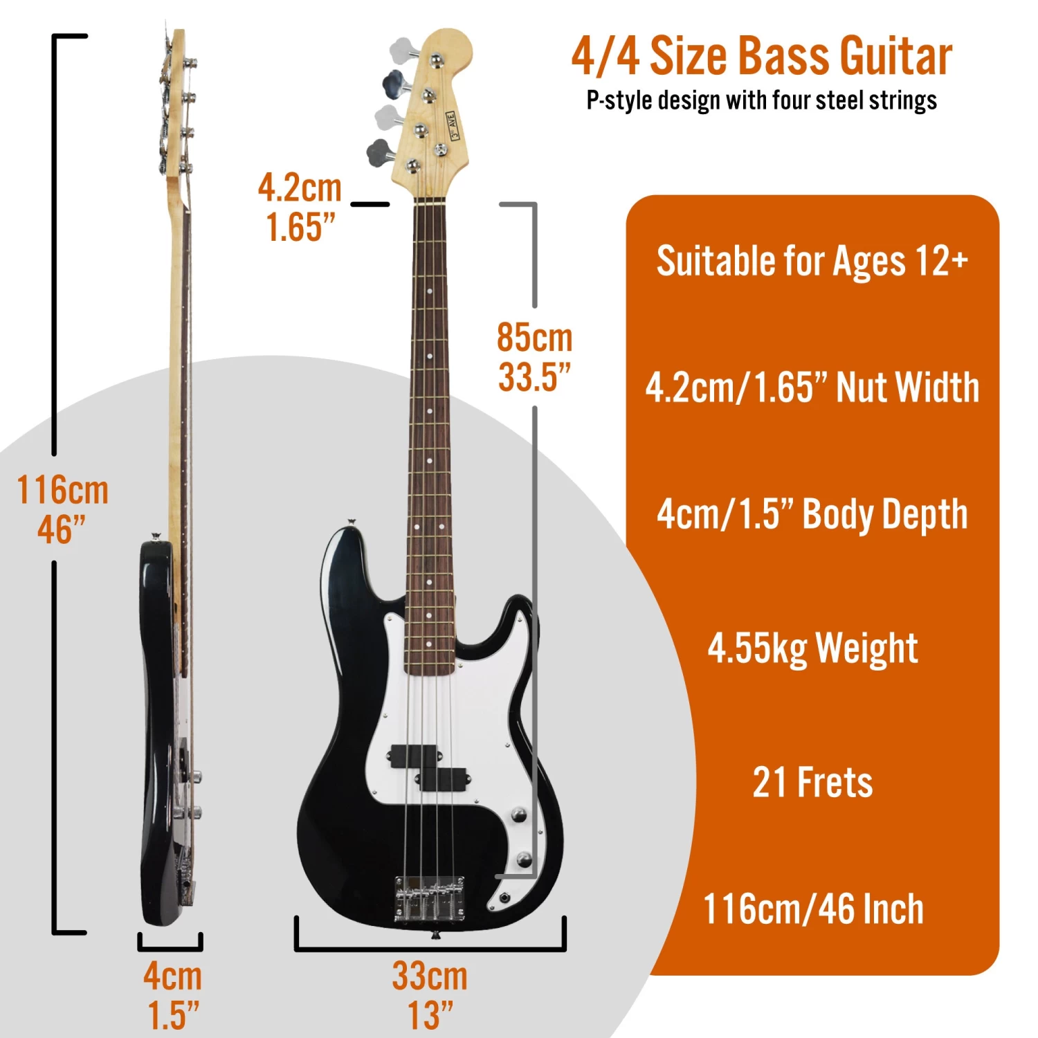 3rd Avenue Electric Bass Guitar Pack - Image 16