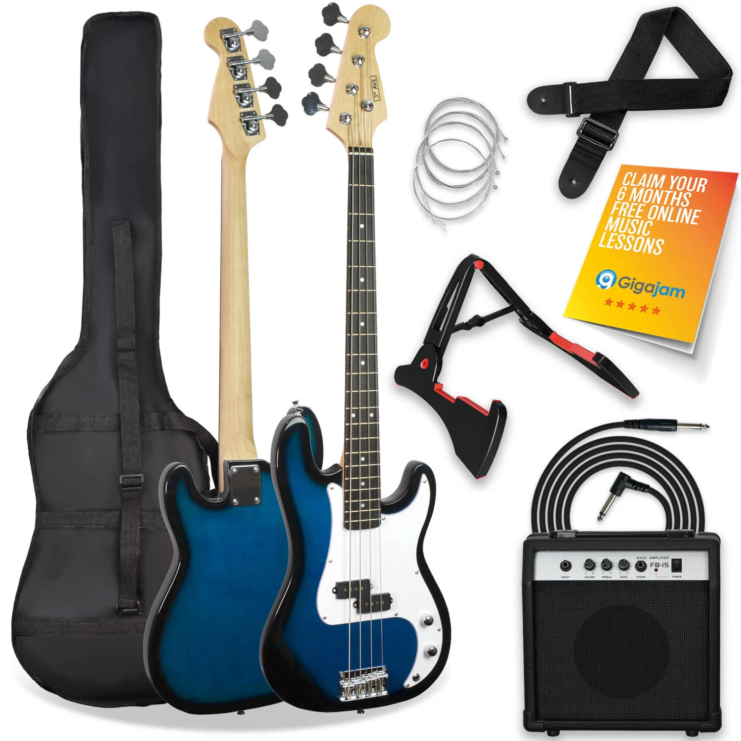 3rd Avenue Electric Bass Guitar Pack - Image 4