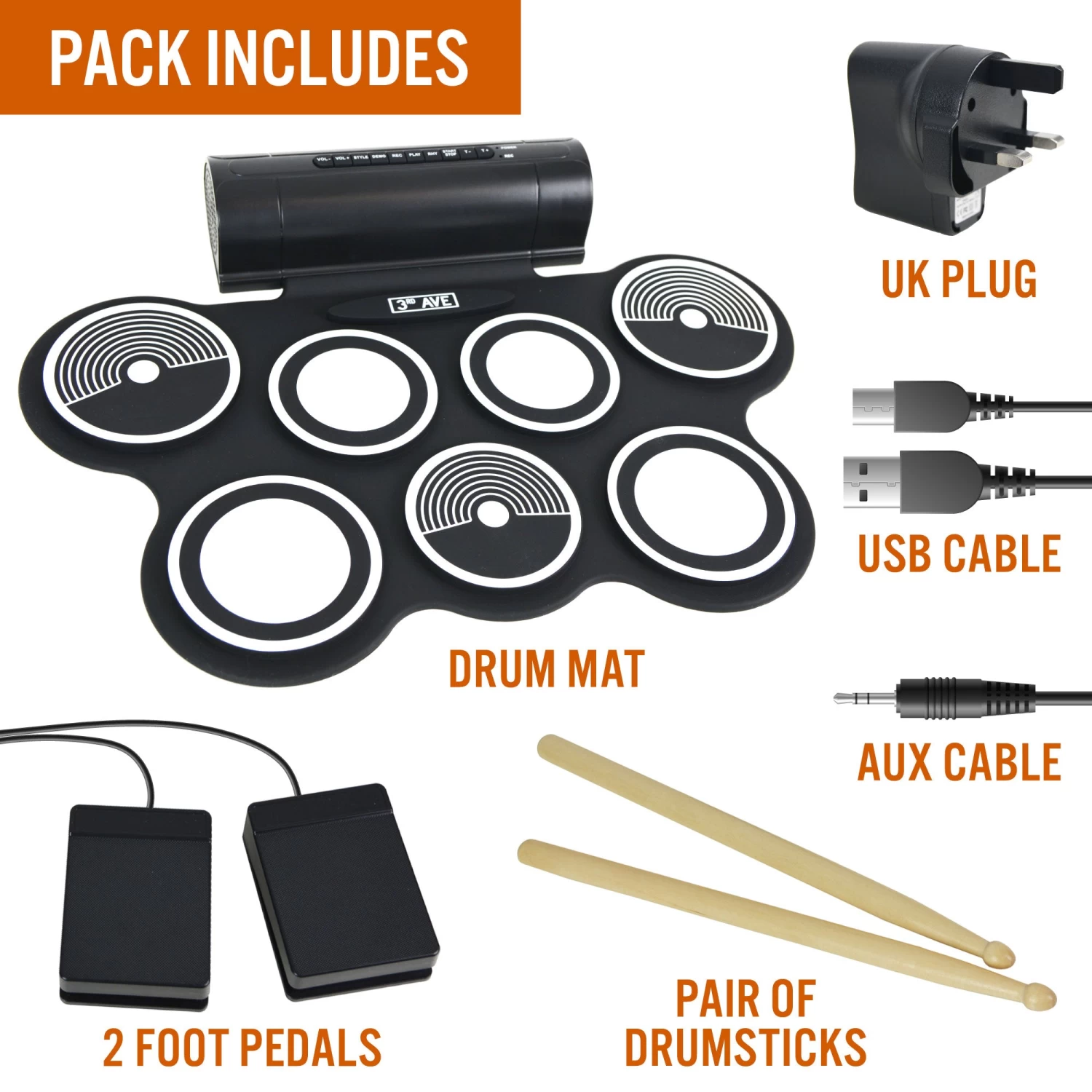 3rd Avenue Portable Electronic Drum Kit - Image 3