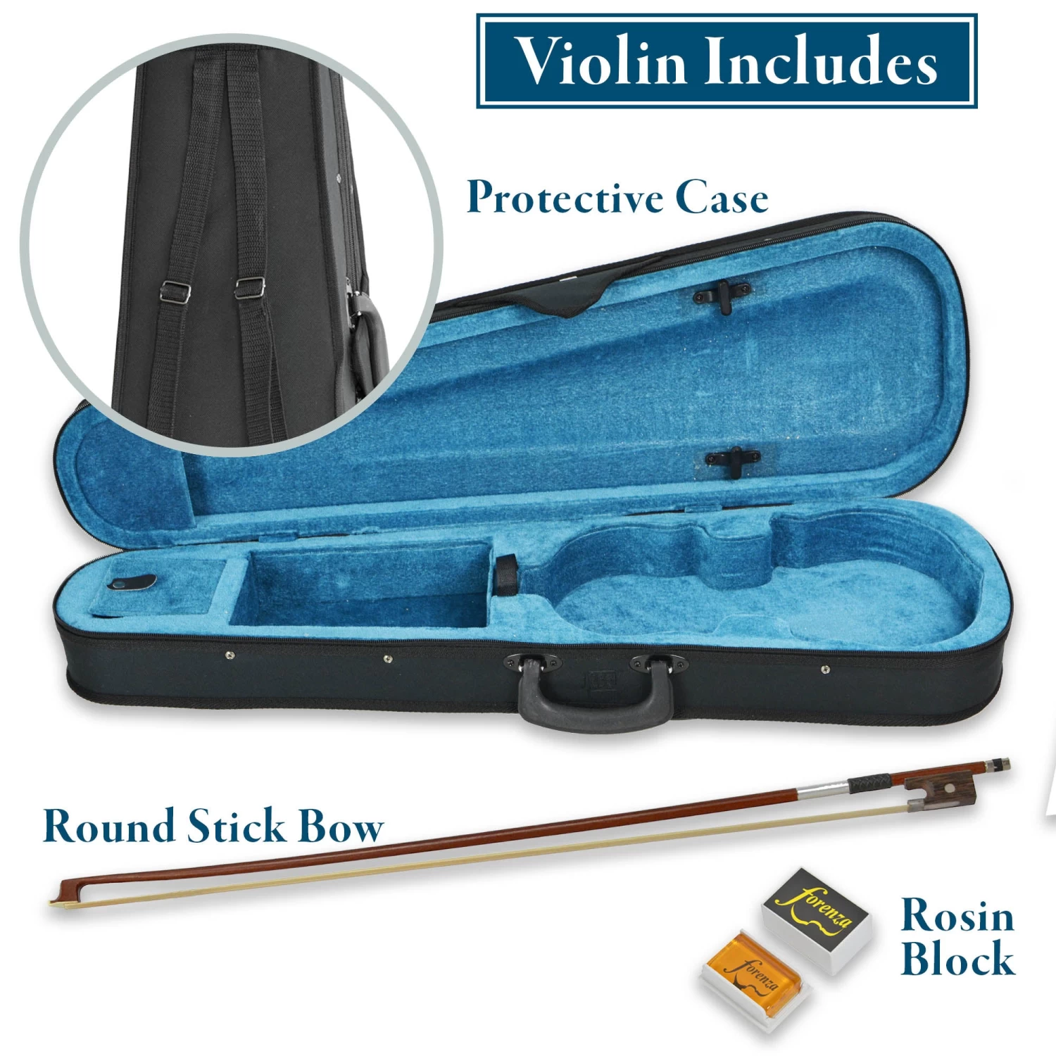 Forenza Uno Series 3/4 Size Black Violin Outfit - Image 3