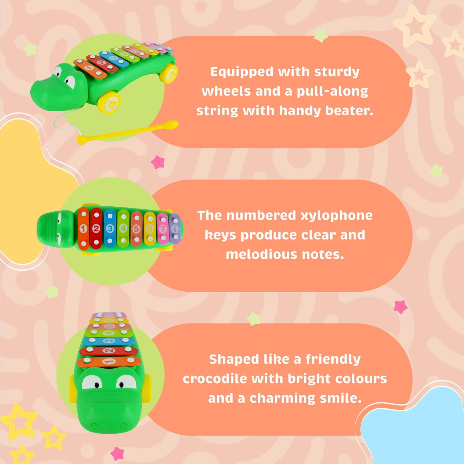Little Star Crocodile Pull Along Xylophone - Image 3