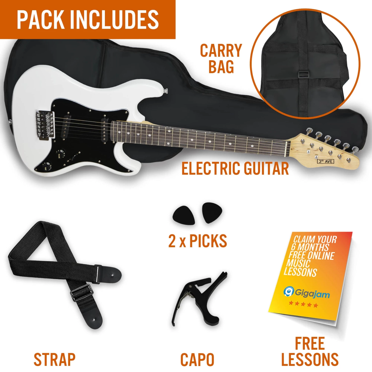 3rd Avenue 3/4 Size Electric Guitar - Image 15